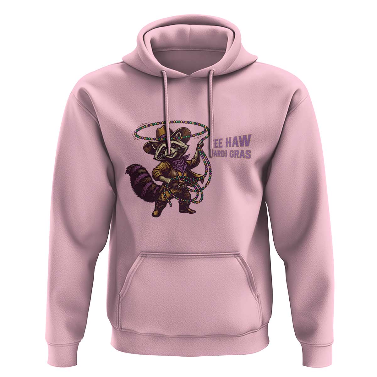 Mardi Gras Raccoon Hoodie Yee Haw Cowboy Mardi Gras Carnival Trendy Meme