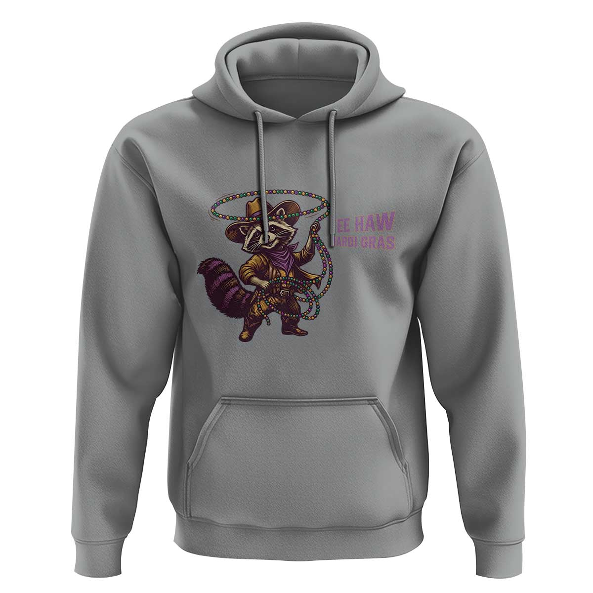 Mardi Gras Raccoon Hoodie Yee Haw Cowboy Mardi Gras Carnival Trendy Meme