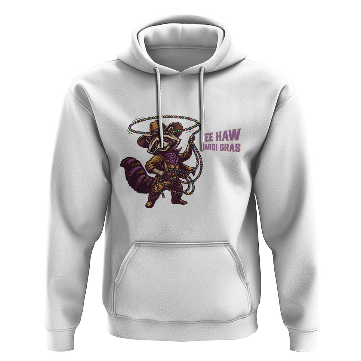 Mardi Gras Raccoon Hoodie Yee Haw Cowboy Mardi Gras Carnival Trendy Meme