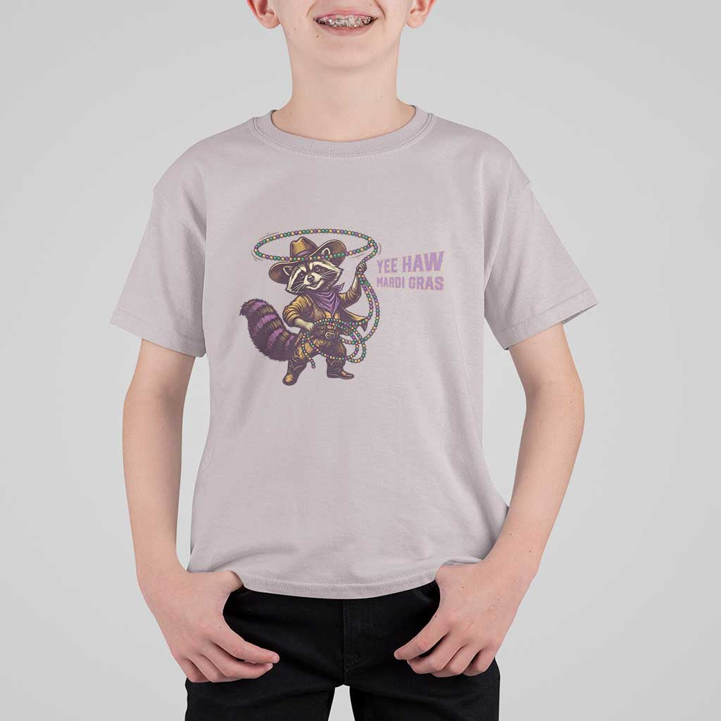 Mardi Gras Raccoon T Shirt For Kid Yee Haw Cowboy Mardi Gras Carnival Trendy Meme