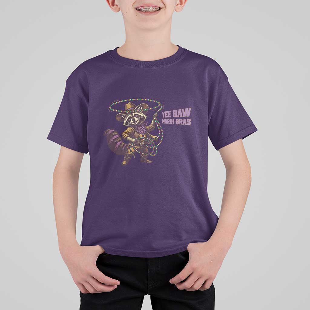 Mardi Gras Raccoon T Shirt For Kid Yee Haw Cowboy Mardi Gras Carnival Trendy Meme