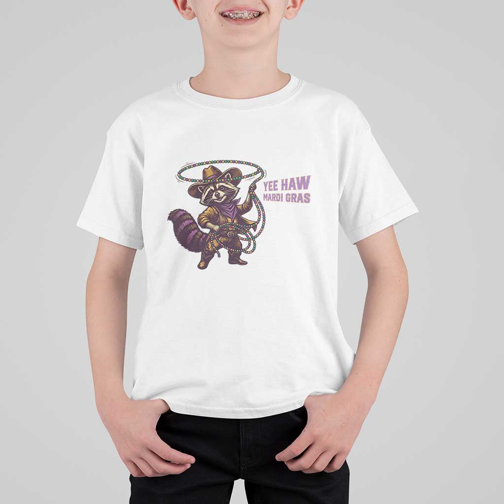 Mardi Gras Raccoon T Shirt For Kid Yee Haw Cowboy Mardi Gras Carnival Trendy Meme