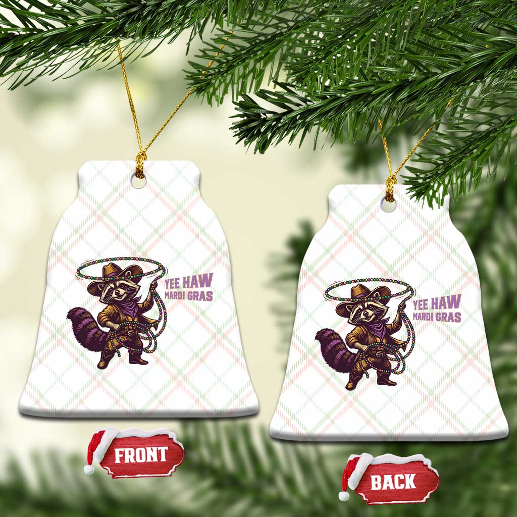 Mardi Gras Raccoon Ceramic Ornament Yee Haw Cowboy Mardi Gras Carnival Trendy Meme