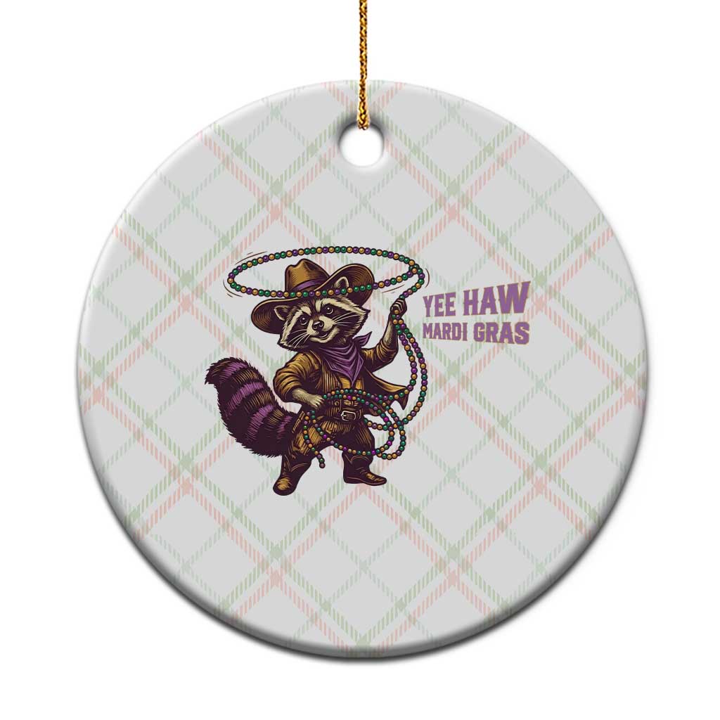 Mardi Gras Raccoon Ceramic Ornament Yee Haw Cowboy Mardi Gras Carnival Trendy Meme