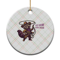 Mardi Gras Raccoon Ceramic Ornament Yee Haw Cowboy Mardi Gras Carnival Trendy Meme