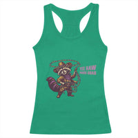 Mardi Gras Raccoon Racerback Tank Top Yee Haw Cowboy Mardi Gras Carnival Trendy Meme