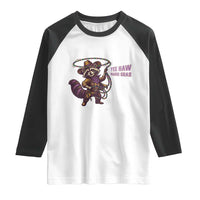 Mardi Gras Raccoon Raglan Shirt Yee Haw Cowboy Mardi Gras Carnival Trendy Meme
