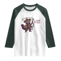 Mardi Gras Raccoon Raglan Shirt Yee Haw Cowboy Mardi Gras Carnival Trendy Meme