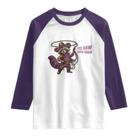 Mardi Gras Raccoon Raglan Shirt Yee Haw Cowboy Mardi Gras Carnival Trendy Meme