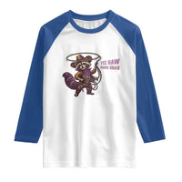 Mardi Gras Raccoon Raglan Shirt Yee Haw Cowboy Mardi Gras Carnival Trendy Meme