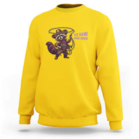 Mardi Gras Raccoon Sweatshirt Yee Haw Cowboy Mardi Gras Carnival Trendy Meme