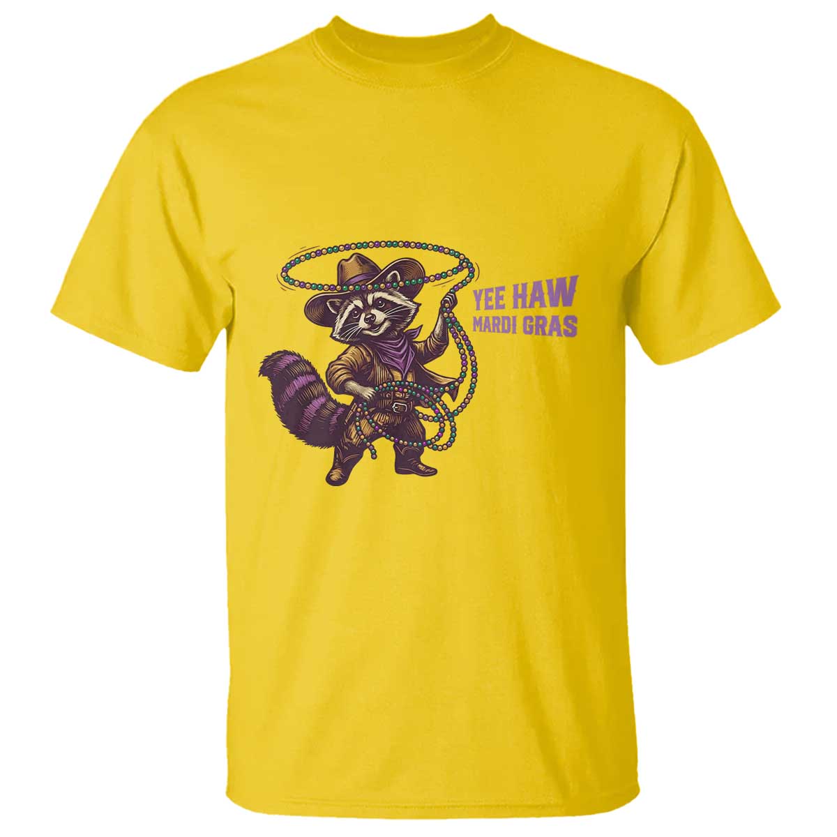 Mardi Gras Raccoon T Shirt Yee Haw Cowboy Mardi Gras Carnival Trendy Meme