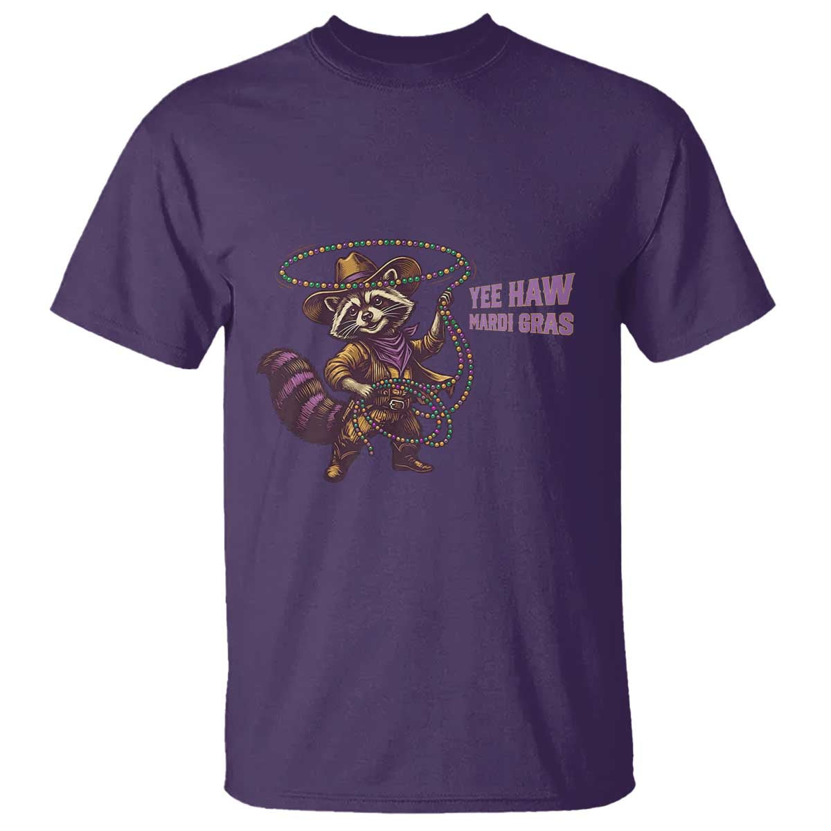 Mardi Gras Raccoon T Shirt Yee Haw Cowboy Mardi Gras Carnival Trendy Meme