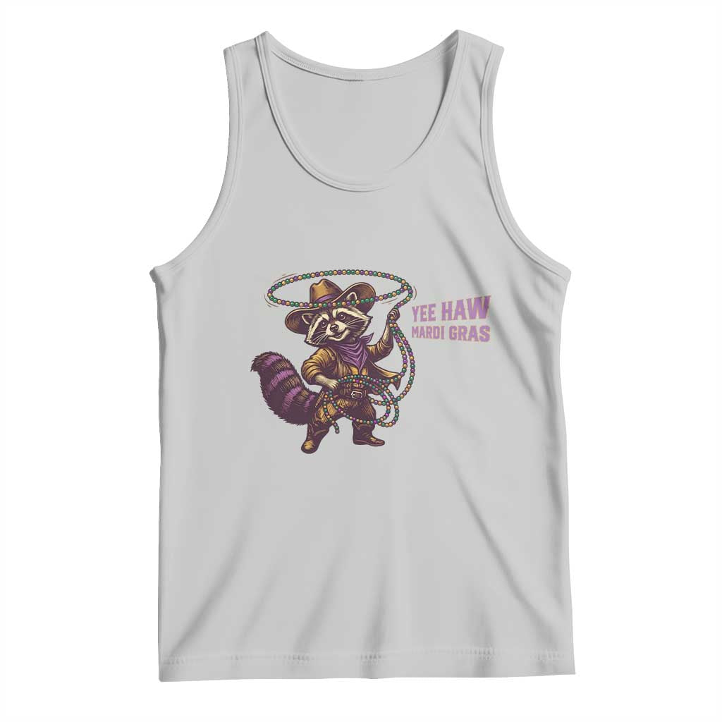Mardi Gras Raccoon Tank Top Yee Haw Cowboy Mardi Gras Carnival Trendy Meme