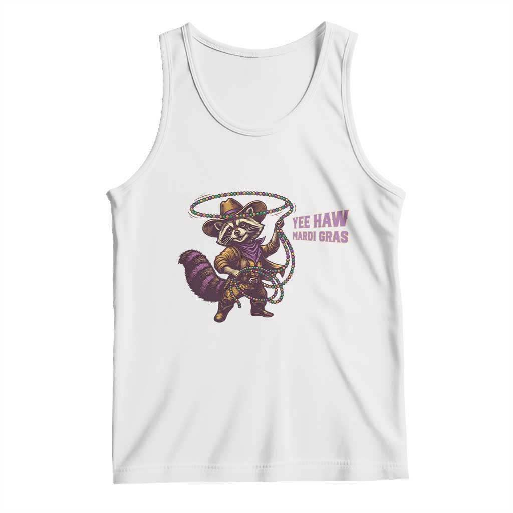 Mardi Gras Raccoon Tank Top Yee Haw Cowboy Mardi Gras Carnival Trendy Meme