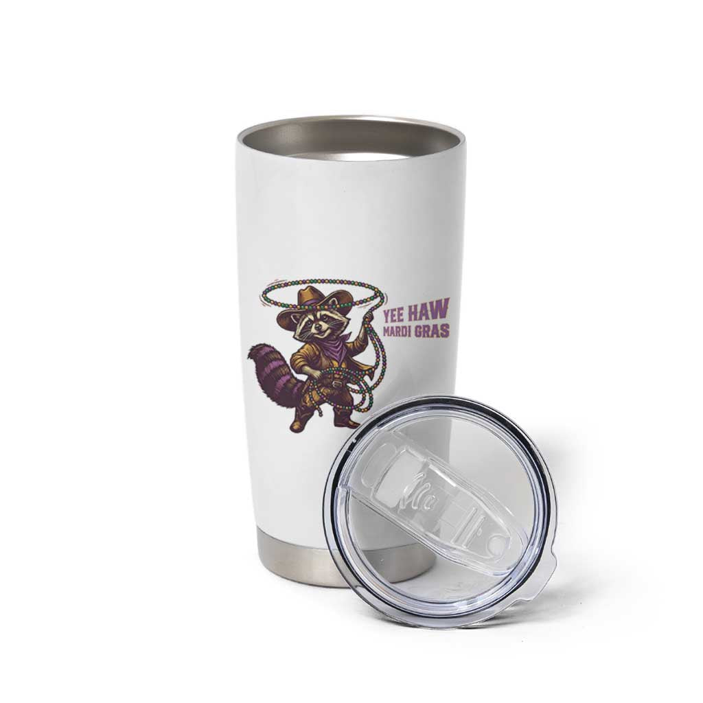 Mardi Gras Raccoon Tumbler Cup Yee Haw Cowboy Mardi Gras Carnival Trendy Meme