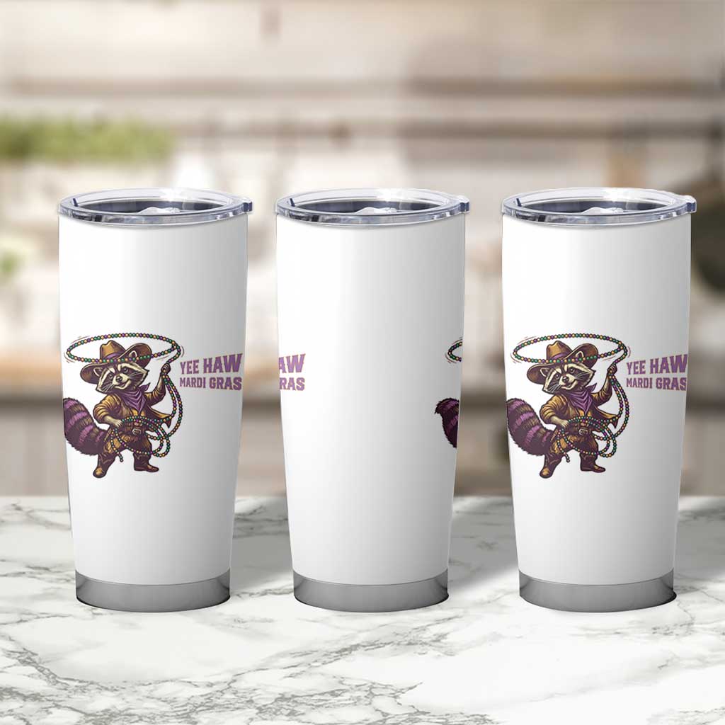Mardi Gras Raccoon Tumbler Cup Yee Haw Cowboy Mardi Gras Carnival Trendy Meme