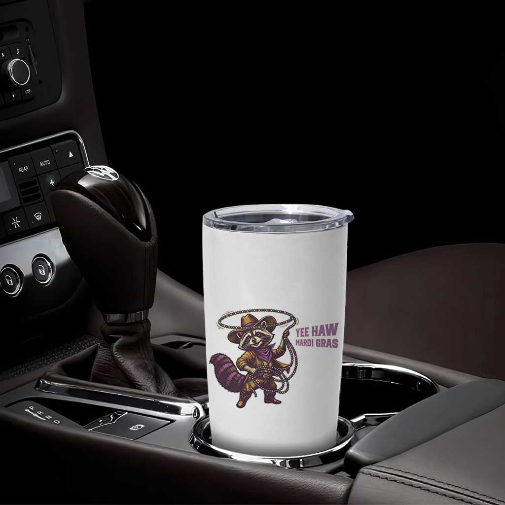 Mardi Gras Raccoon Tumbler Cup Yee Haw Cowboy Mardi Gras Carnival Trendy Meme