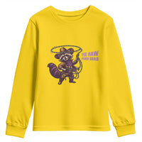Mardi Gras Raccoon Youth Sweatshirt Yee Haw Cowboy Mardi Gras Carnival Trendy Meme
