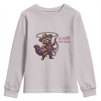 Mardi Gras Raccoon Youth Sweatshirt Yee Haw Cowboy Mardi Gras Carnival Trendy Meme