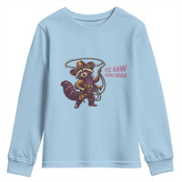 Mardi Gras Raccoon Youth Sweatshirt Yee Haw Cowboy Mardi Gras Carnival Trendy Meme