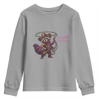 Mardi Gras Raccoon Youth Sweatshirt Yee Haw Cowboy Mardi Gras Carnival Trendy Meme
