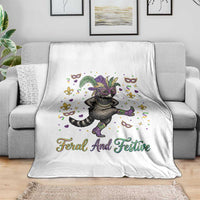 Mardi Gras Raccoon Throw Blanket Feral And Festive