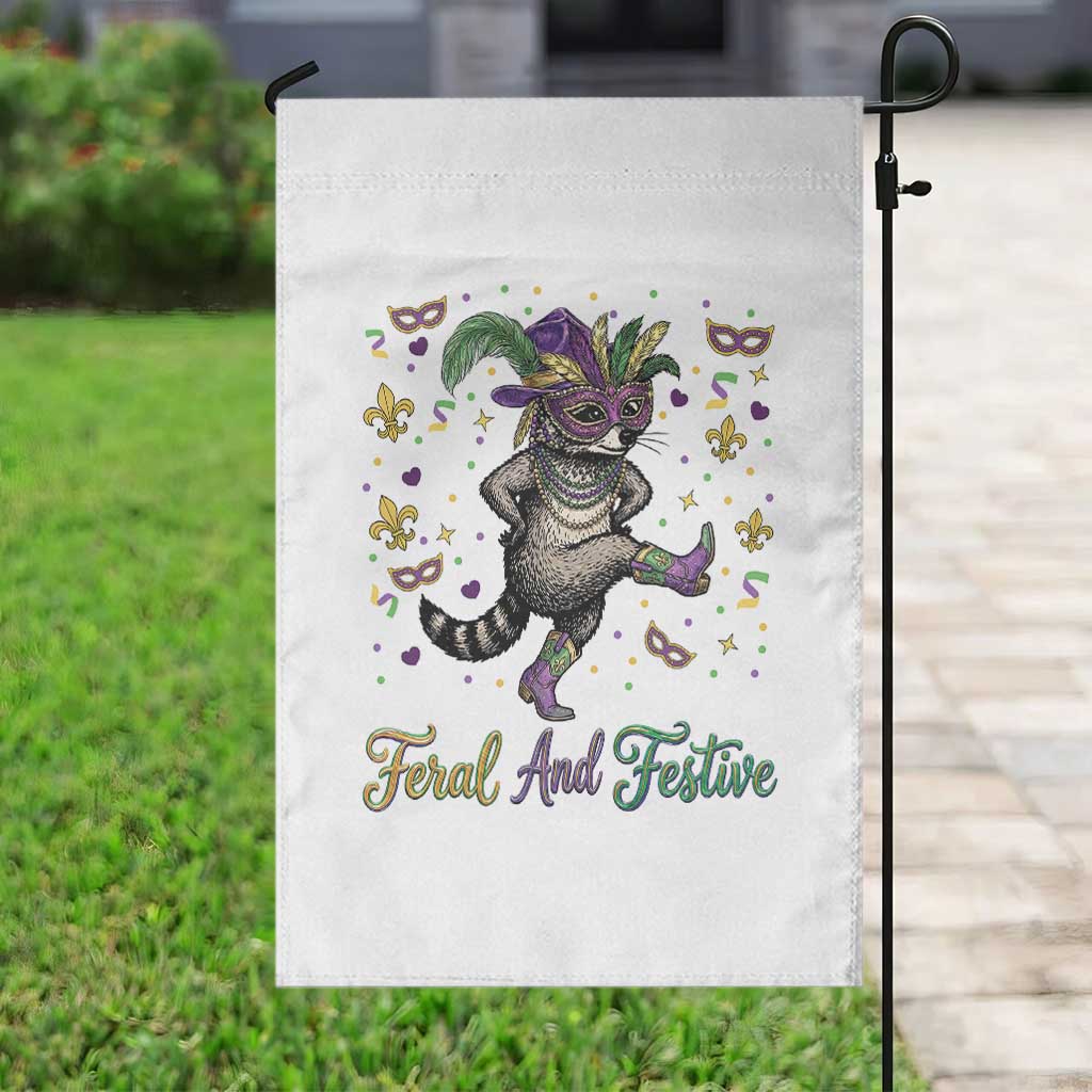 Mardi Gras Raccoon Garden Flag Feral And Festive
