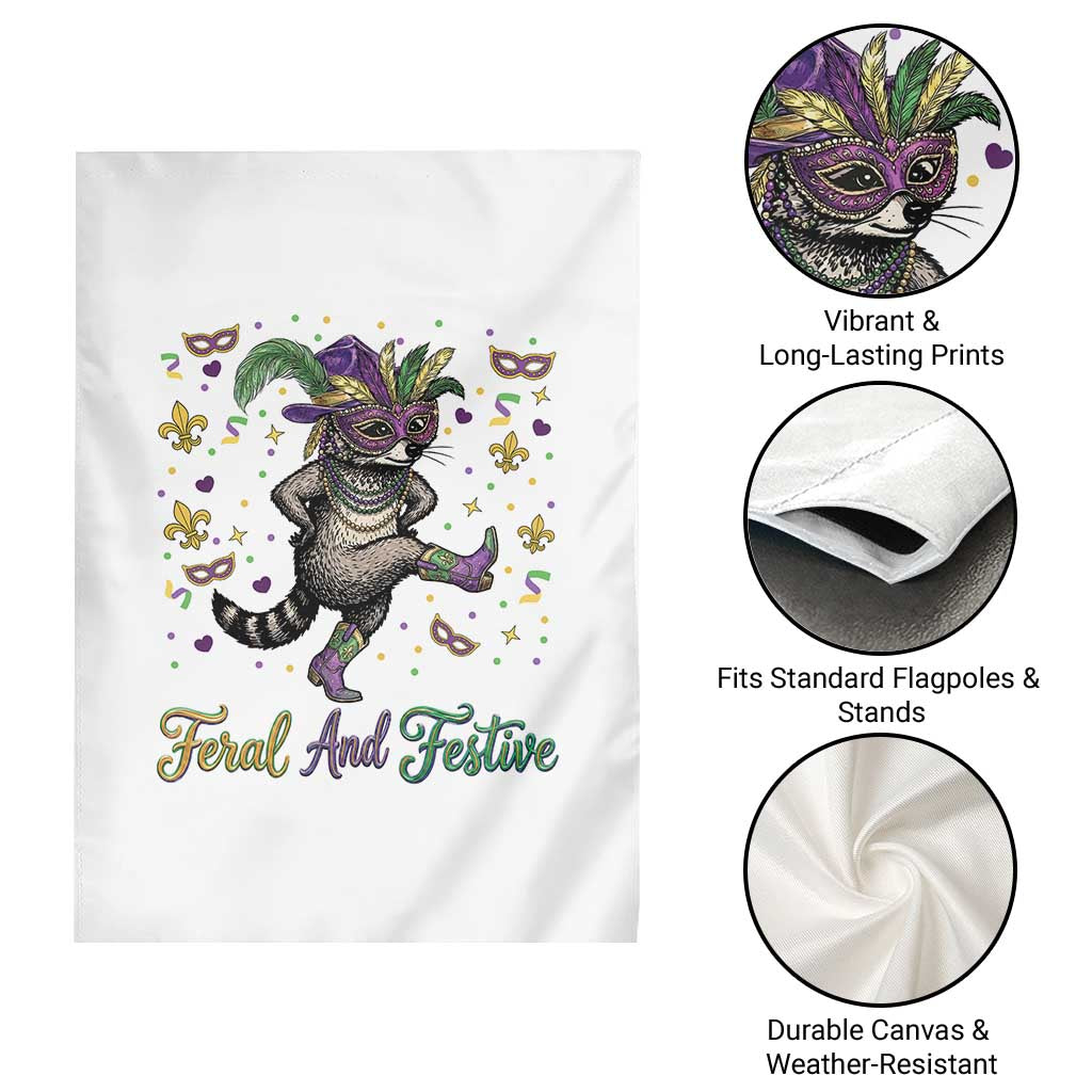 Mardi Gras Raccoon Garden Flag Feral And Festive
