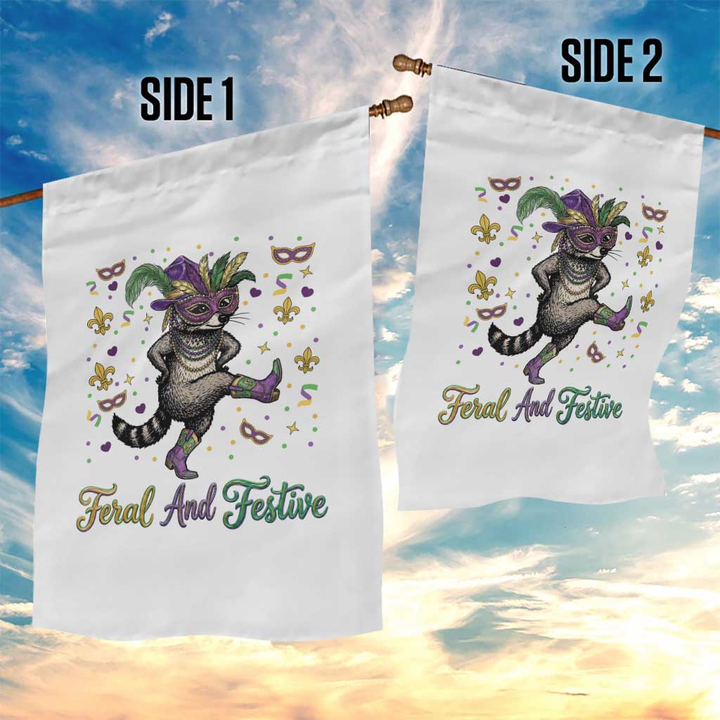 Mardi Gras Raccoon Garden Flag Feral And Festive