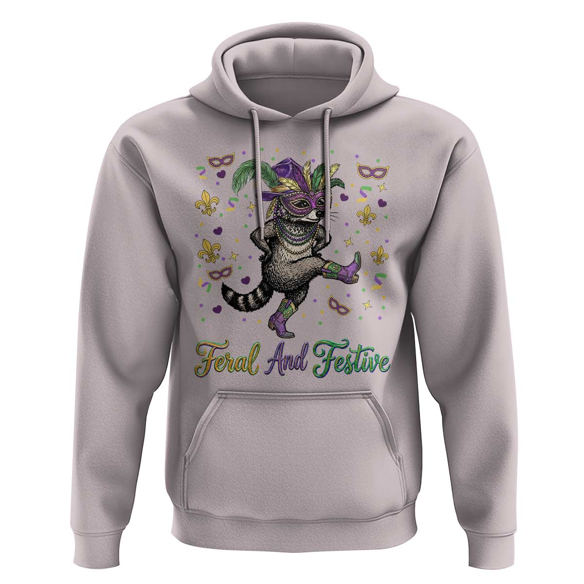 Mardi Gras Raccoon Hoodie Feral And Festive
