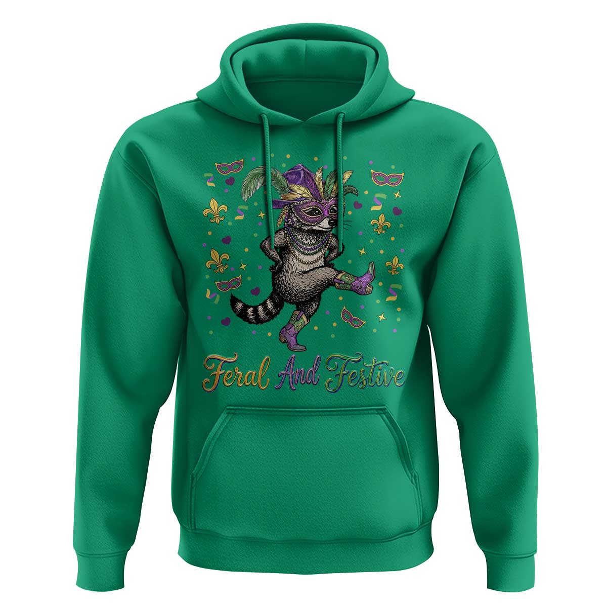 Mardi Gras Raccoon Hoodie Feral And Festive