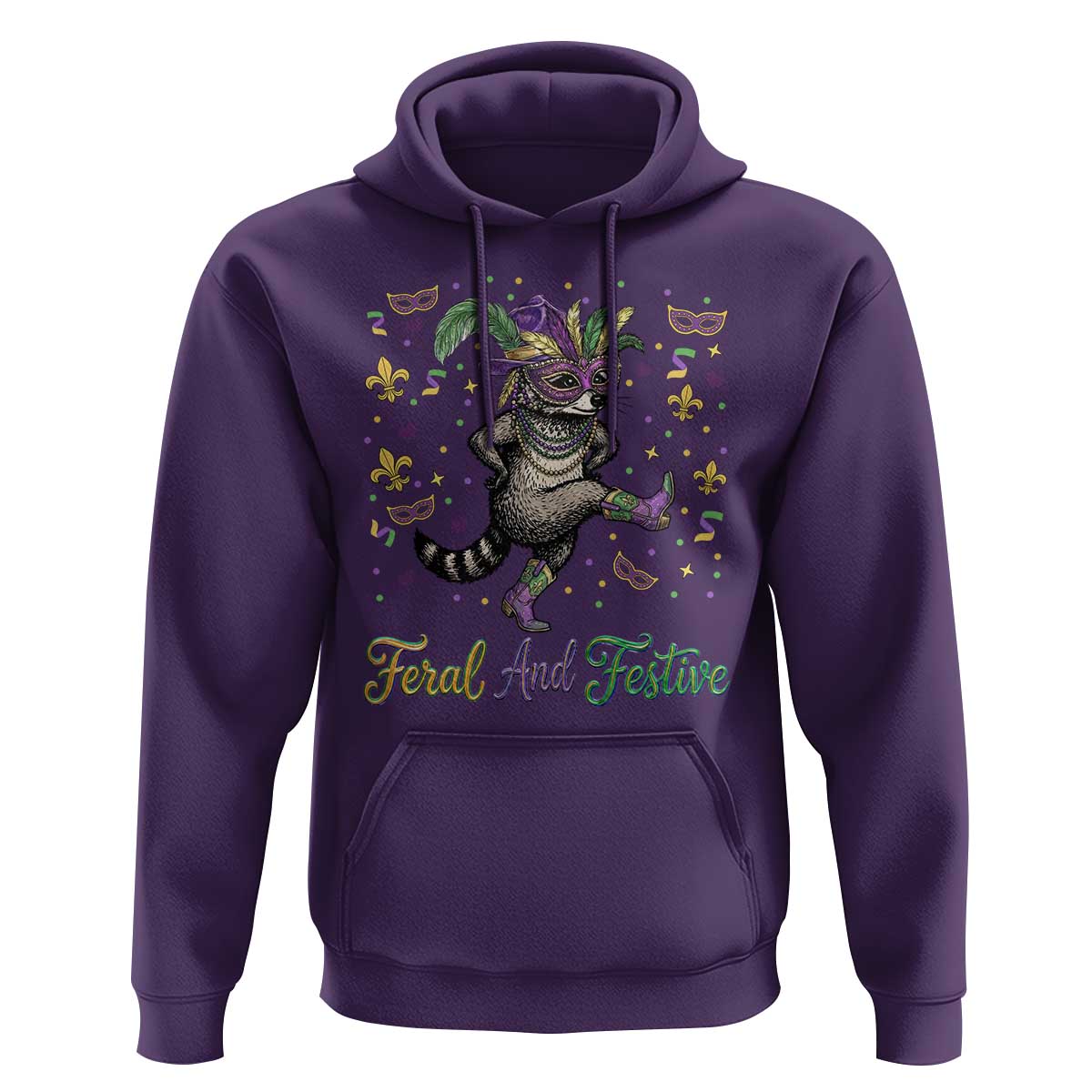 Mardi Gras Raccoon Hoodie Feral And Festive