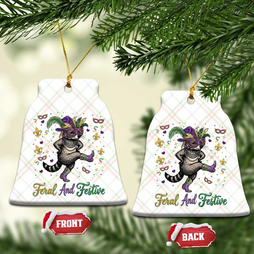 Mardi Gras Raccoon Ceramic Ornament Feral And Festive