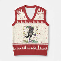 Mardi Gras Raccoon V-Neck Knit Sweater Vest Feral And Festive