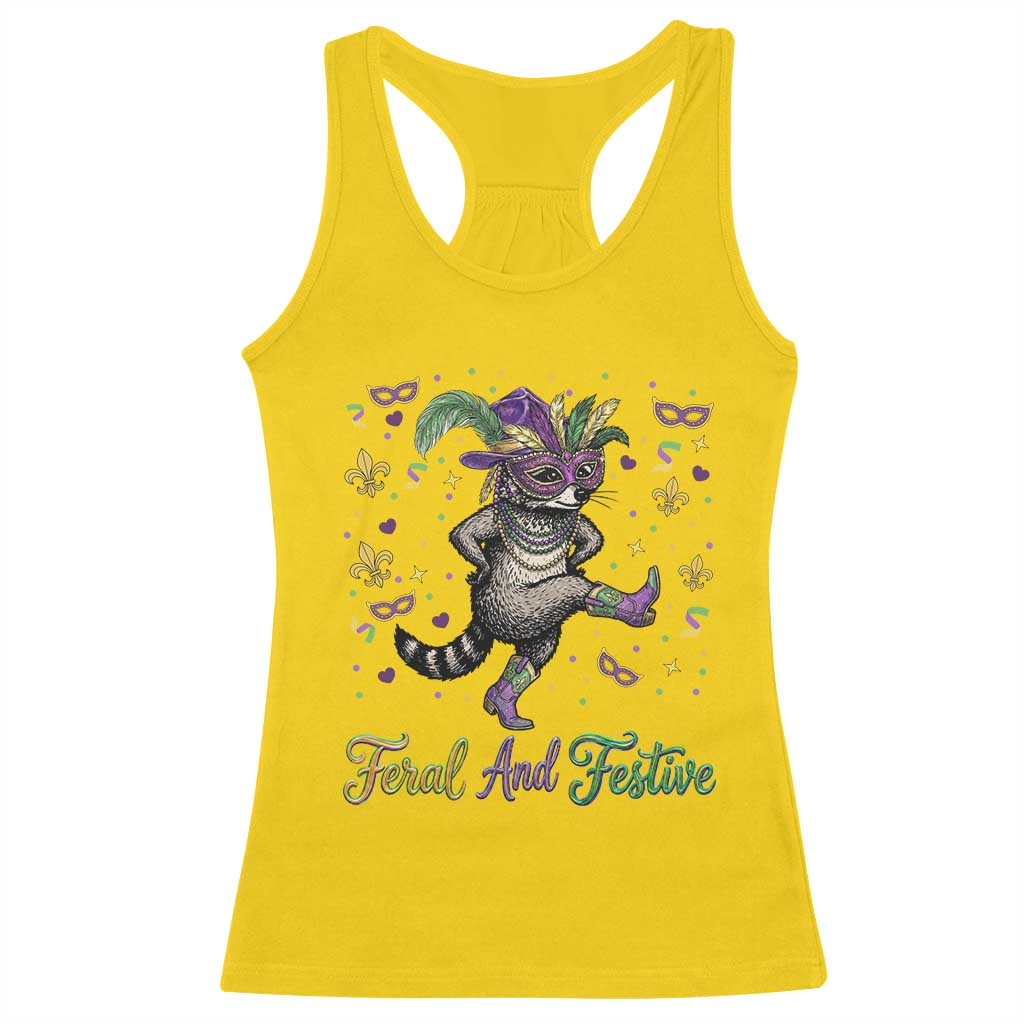 Mardi Gras Raccoon Racerback Tank Top Feral And Festive