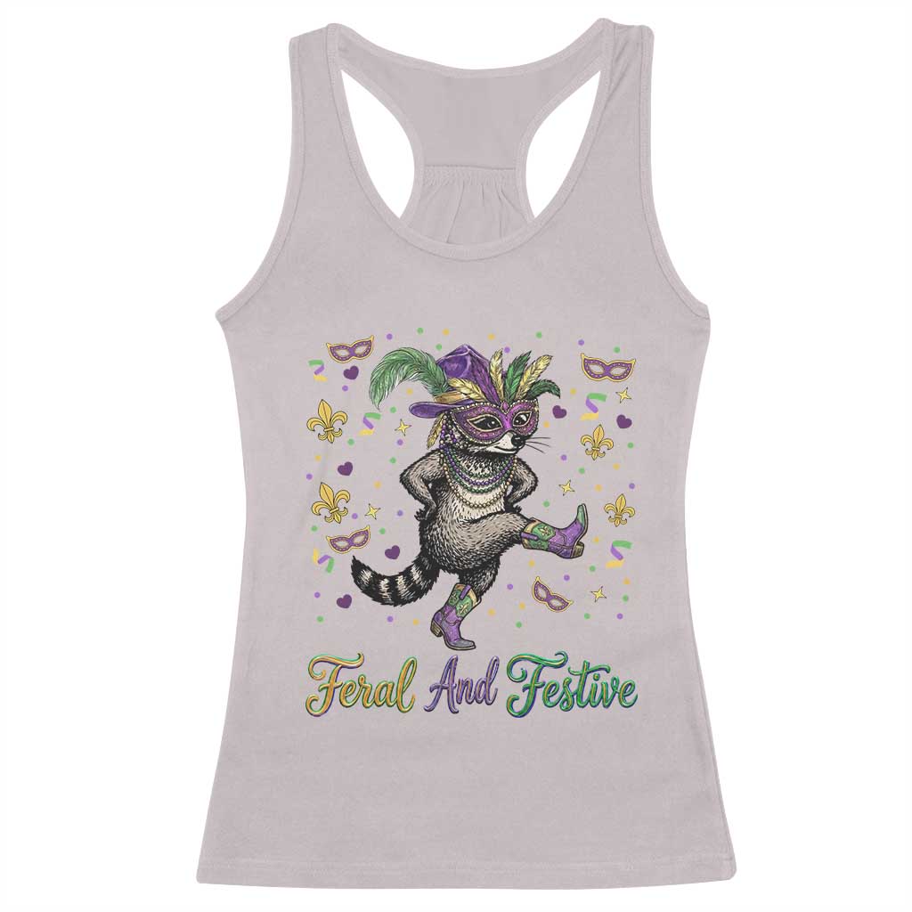 Mardi Gras Raccoon Racerback Tank Top Feral And Festive