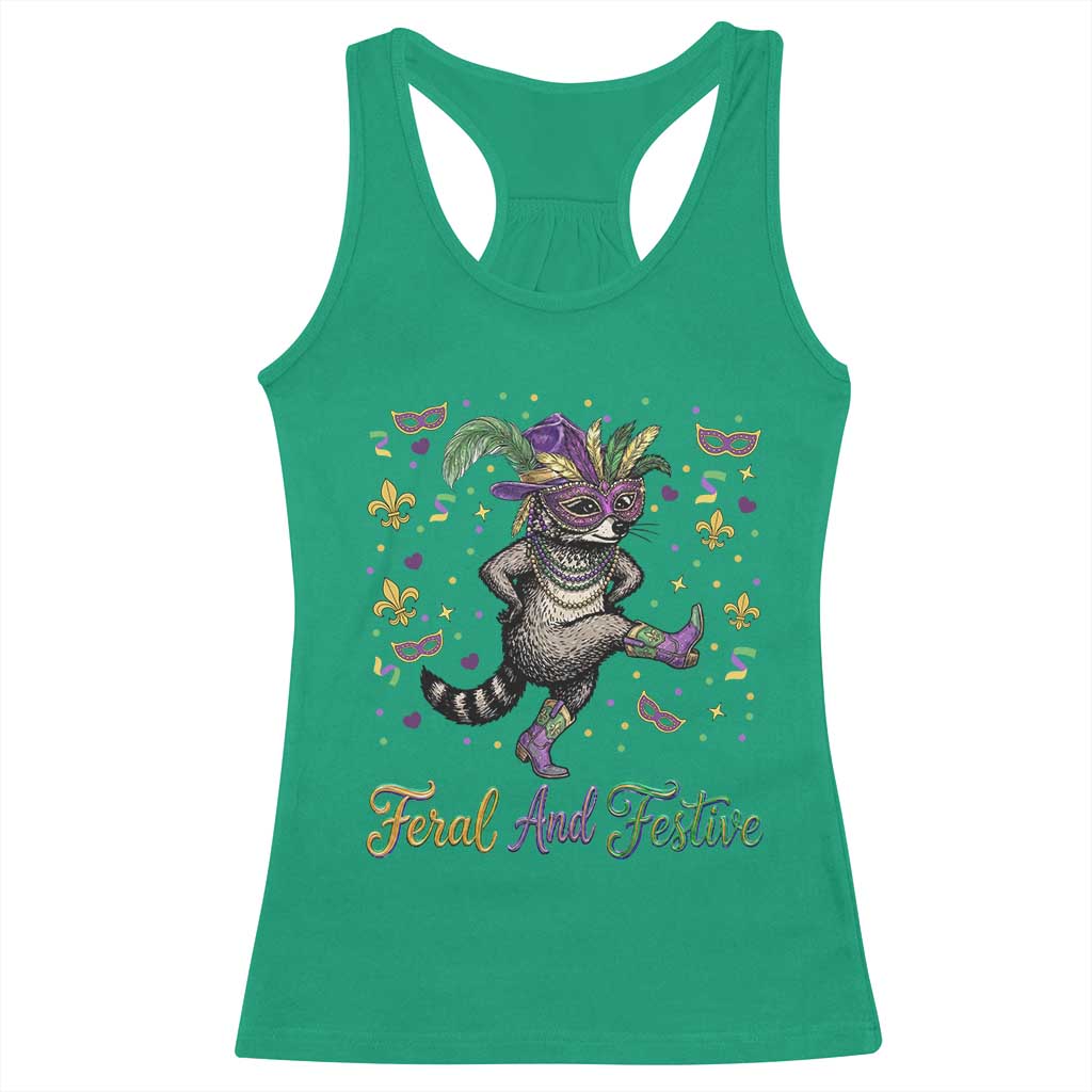 Mardi Gras Raccoon Racerback Tank Top Feral And Festive