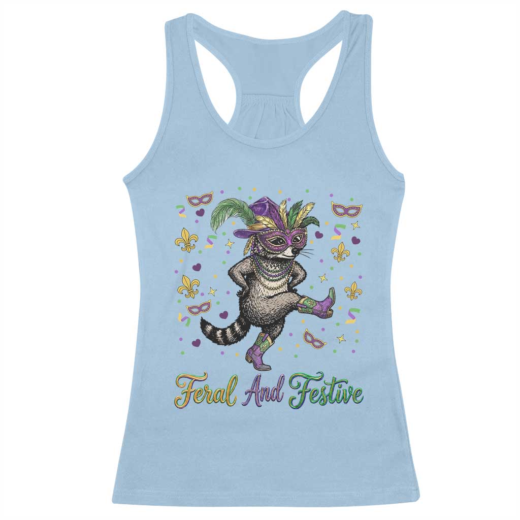 Mardi Gras Raccoon Racerback Tank Top Feral And Festive