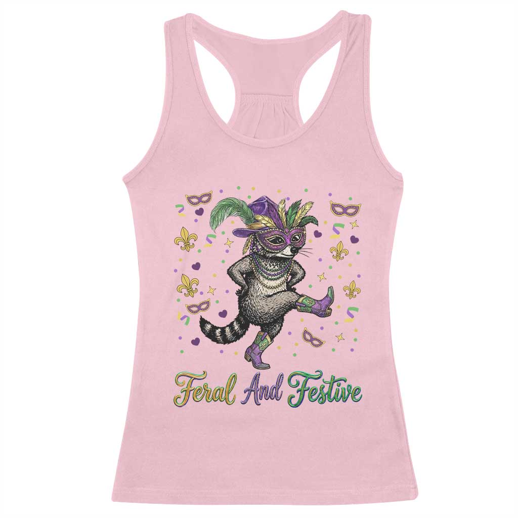 Mardi Gras Raccoon Racerback Tank Top Feral And Festive