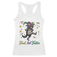 Mardi Gras Raccoon Racerback Tank Top Feral And Festive