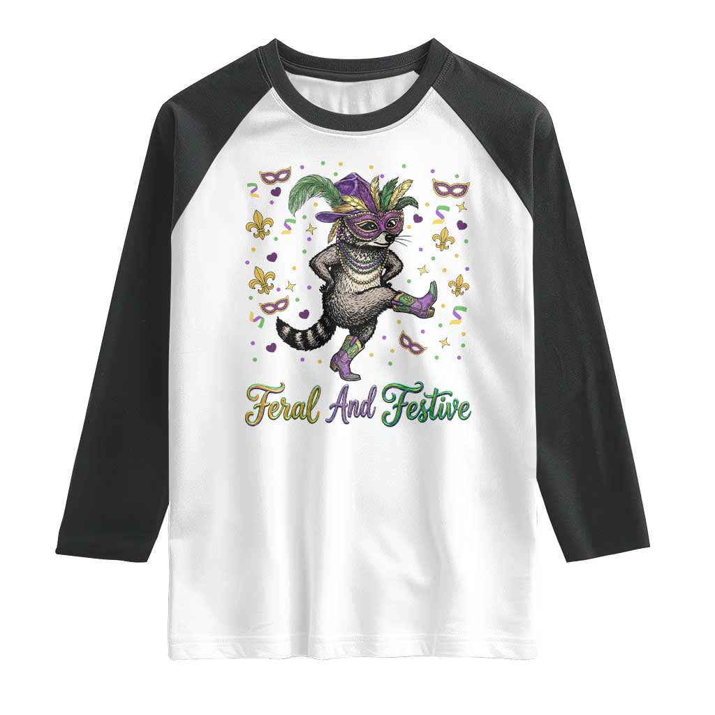 Mardi Gras Raccoon Raglan Shirt Feral And Festive
