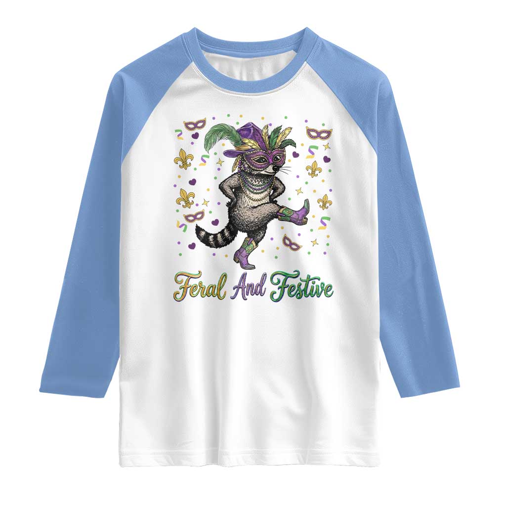 Mardi Gras Raccoon Raglan Shirt Feral And Festive