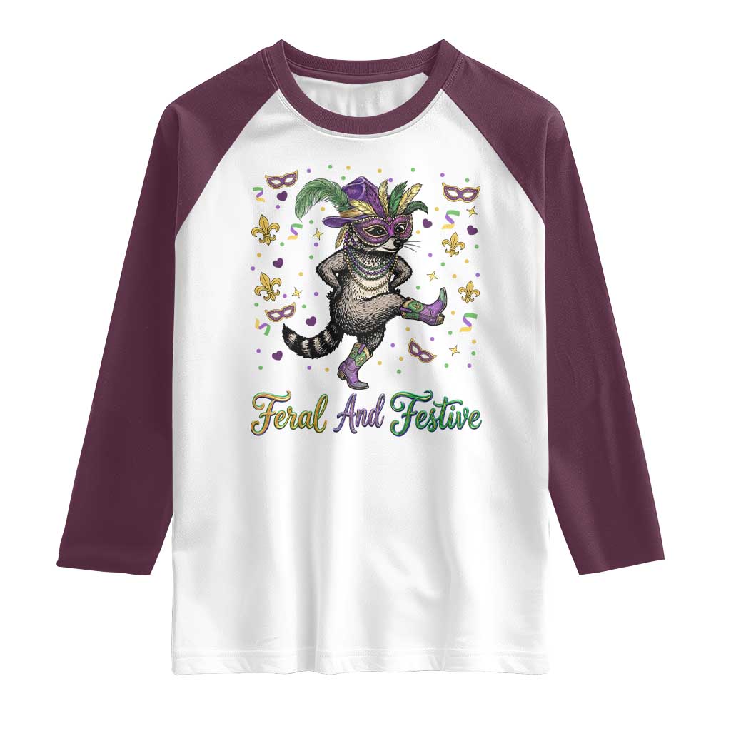 Mardi Gras Raccoon Raglan Shirt Feral And Festive
