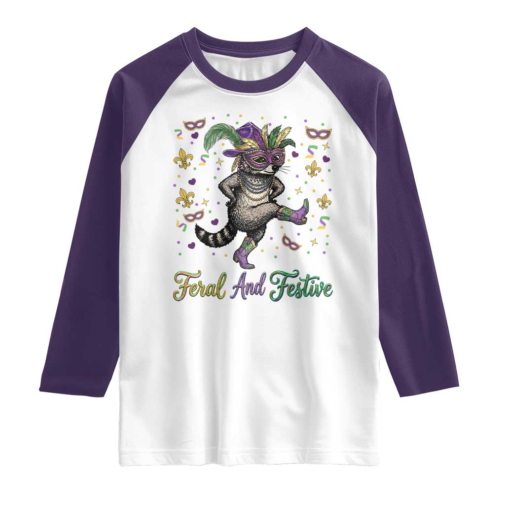 Mardi Gras Raccoon Raglan Shirt Feral And Festive