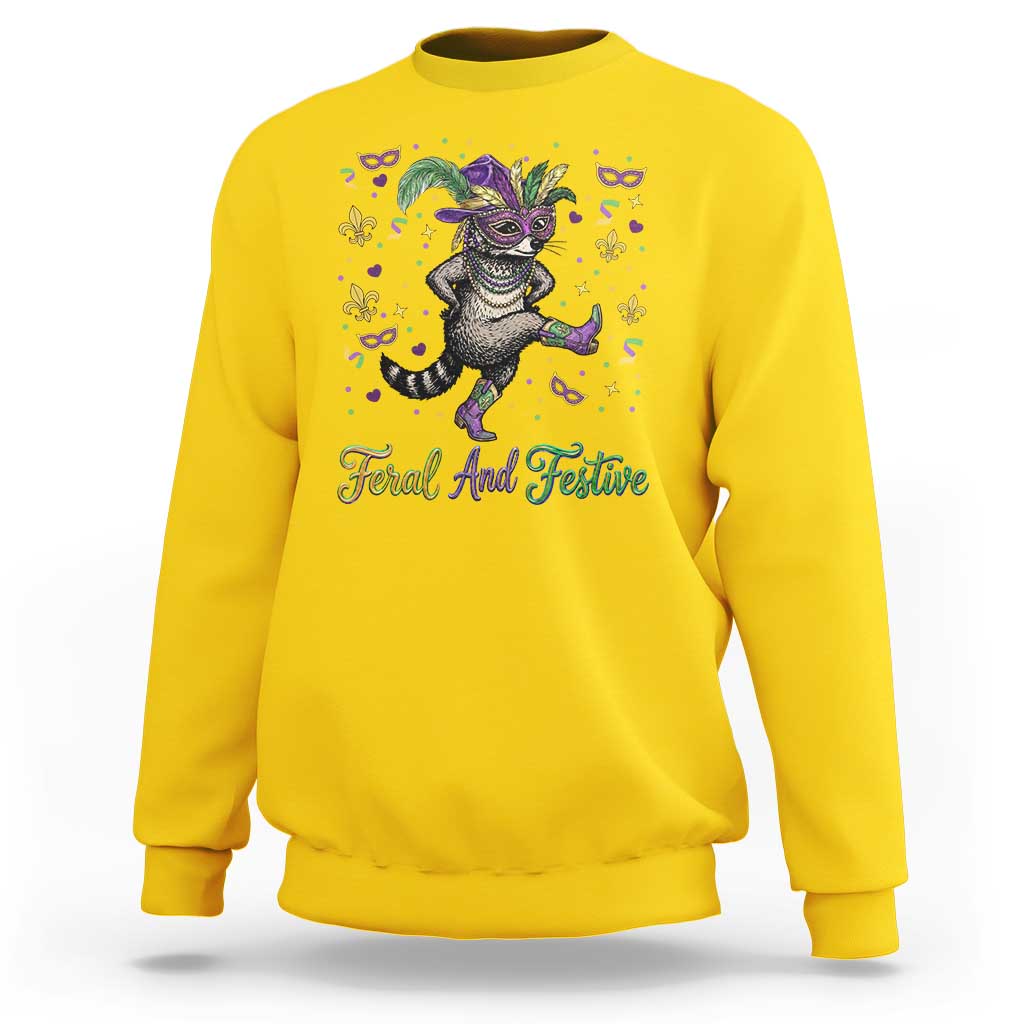 Mardi Gras Raccoon Sweatshirt Feral And Festive
