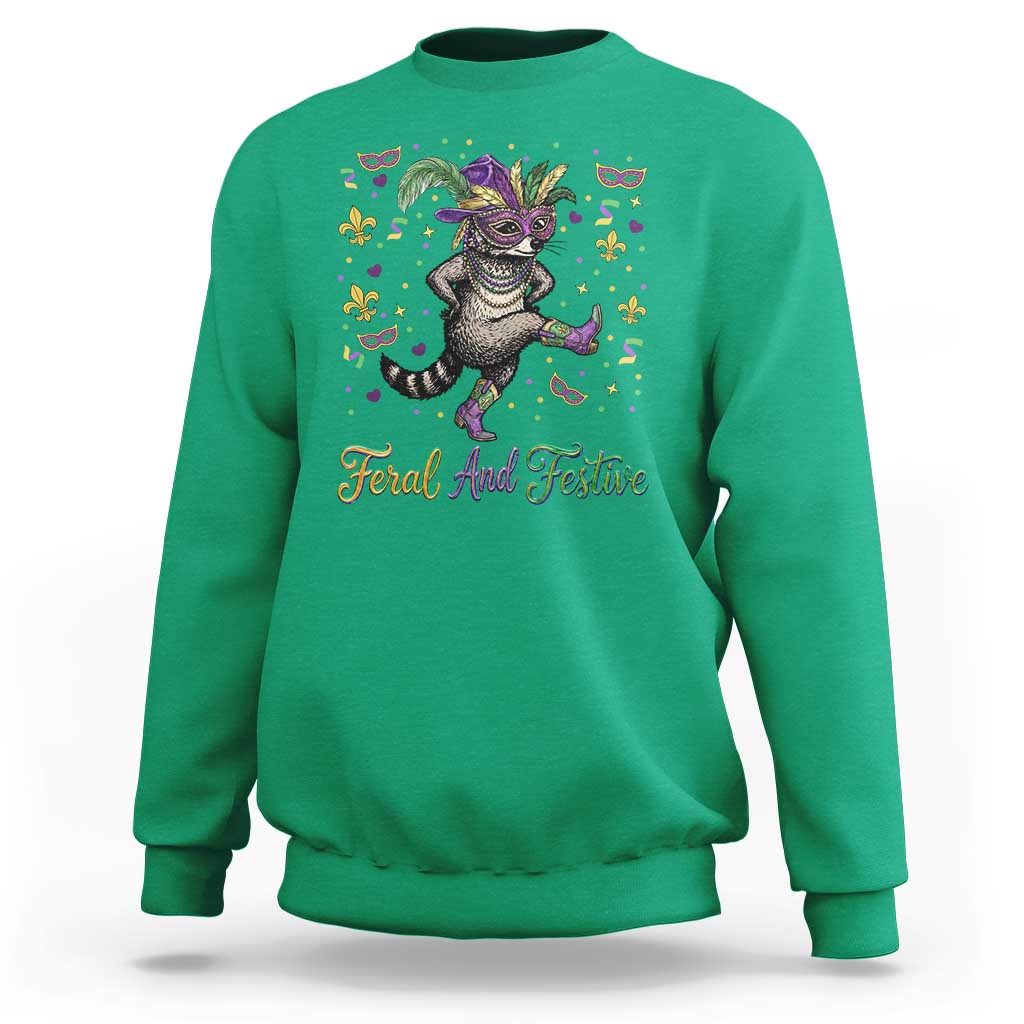 Mardi Gras Raccoon Sweatshirt Feral And Festive