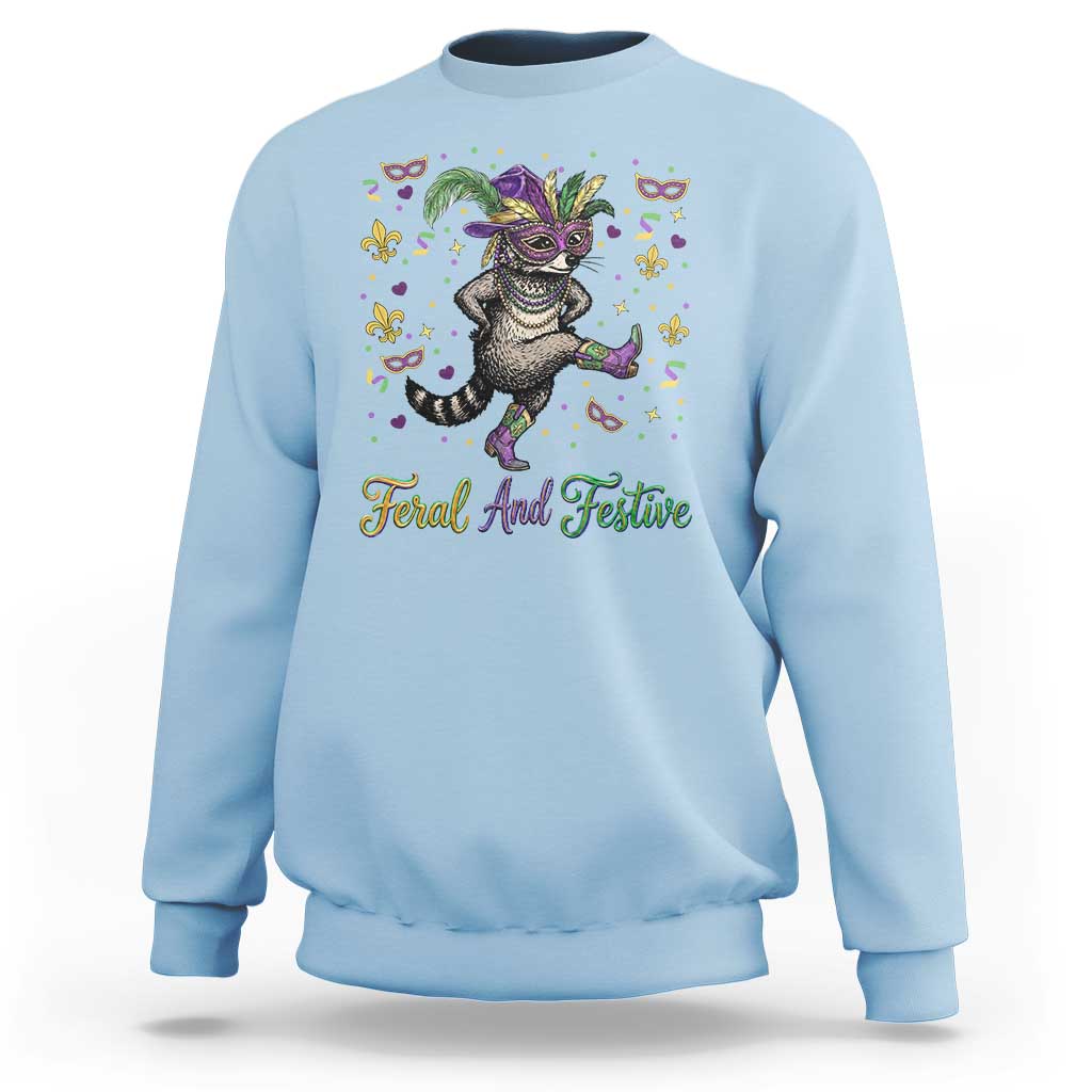 Mardi Gras Raccoon Sweatshirt Feral And Festive