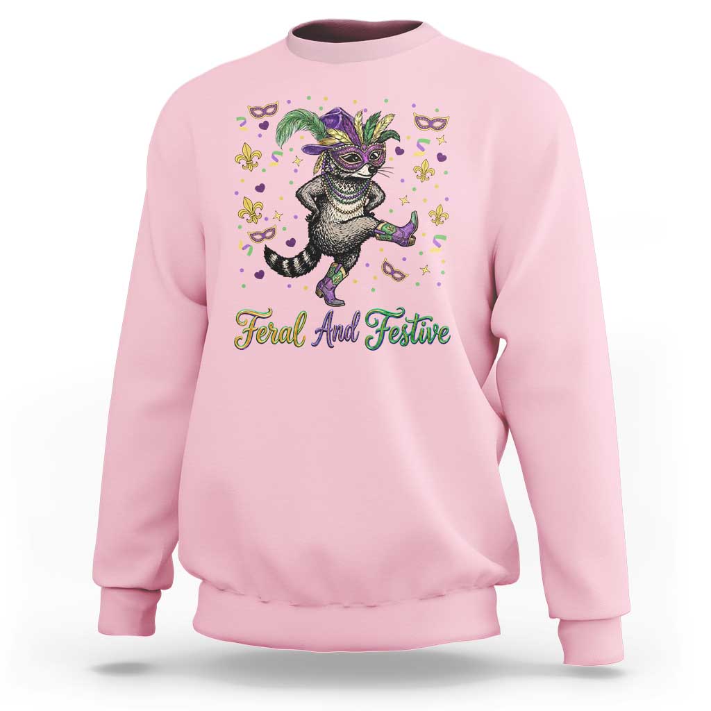 Mardi Gras Raccoon Sweatshirt Feral And Festive
