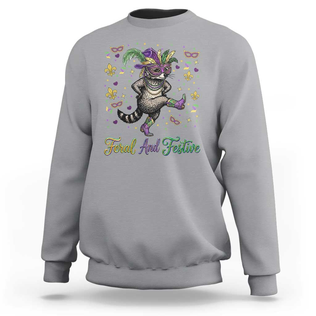 Mardi Gras Raccoon Sweatshirt Feral And Festive